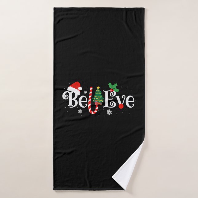 BEST BELIEVE CHRISTMAS PAJAMA SHIRT EVER Xmas Bath Towel (Bath Towel)