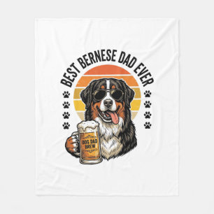 Best Bernese Dad Ever Vintage Dog Beer Shirt Desig Fleece Blanket