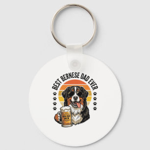 Best Bernese Dad Ever Vintage Dog Beer Shirt Desig Key Ring