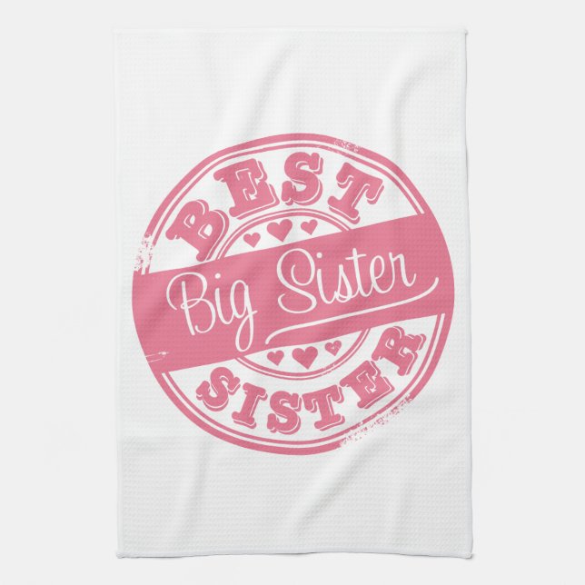 Best Big Sister -rubber stamp- Tea Towel (Vertical)