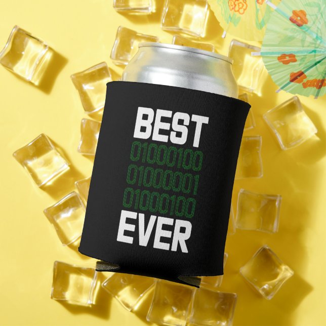 Best Binary DAD Ever Tech Coder Drink Can Cooler (In Situ Summer)