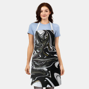 Best black and white abstract art, abstract paint apron