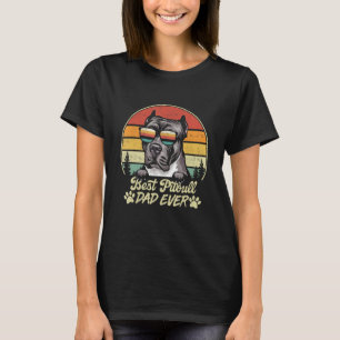 Best Black Pitbull Dad Ever Vintage Retro Dog Fath T-Shirt