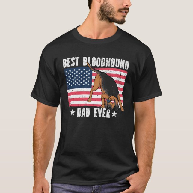 Best Bloodhound Dad Ever American Flag T-Shirt (Front)