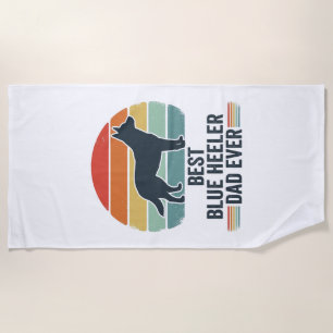 Best Blue Heeler Dad Ever Vintage Dog Shirt Design Beach Towel