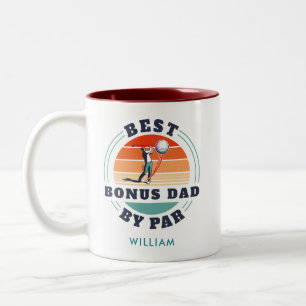 Best Bonus Dad By Par Golf Lover Custom Two-Tone Coffee Mug