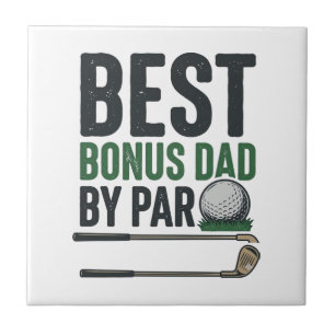 Best Bonus Dad by Par Golf Shirt Design_1 Ceramic Tile