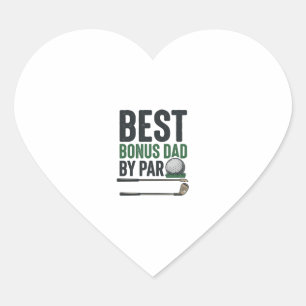 Best Bonus Dad by Par Golf Shirt Design_1 Heart Sticker