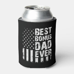 Best Bonus Dad Ever American Flag Can Cooler