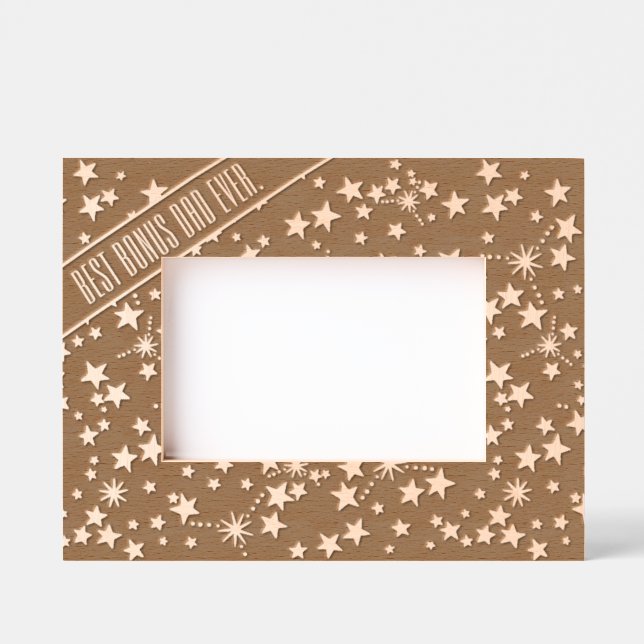 Best Bonus Dad Ever Cute Star Celestial Stepfather Etched Frames (Front)