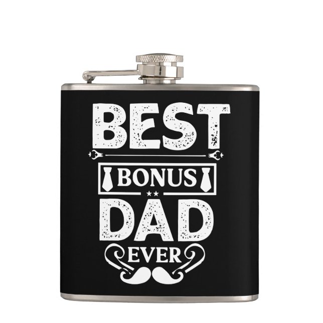 Best Bonus Dad Ever Hip Flask (Front)