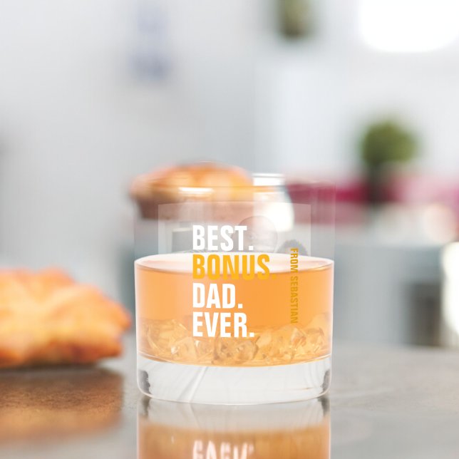 Best Bonus Dad Ever Personalised Photo and Text Whiskey Glass (Best Bonus Dad Ever Personalized Photo and Text Whiskey Glass from Ricaso. Stepfather gift ideas)