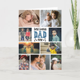 Best Bonus Dad Ever Photo Collage Father's Day  Card