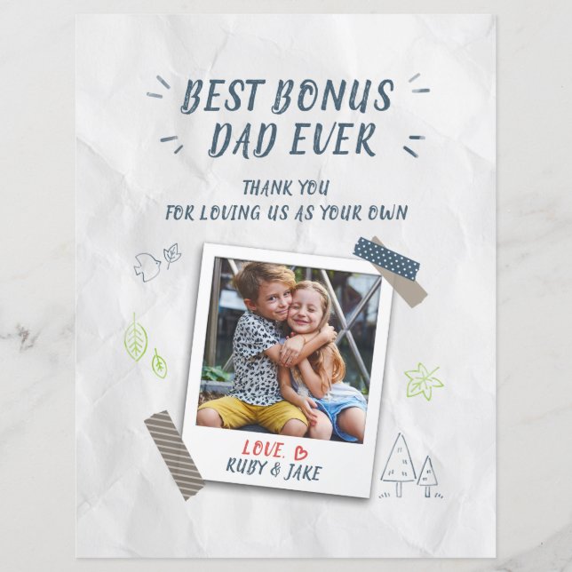 Best Bonus Dad Fathers Day Kids Photo (Front)
