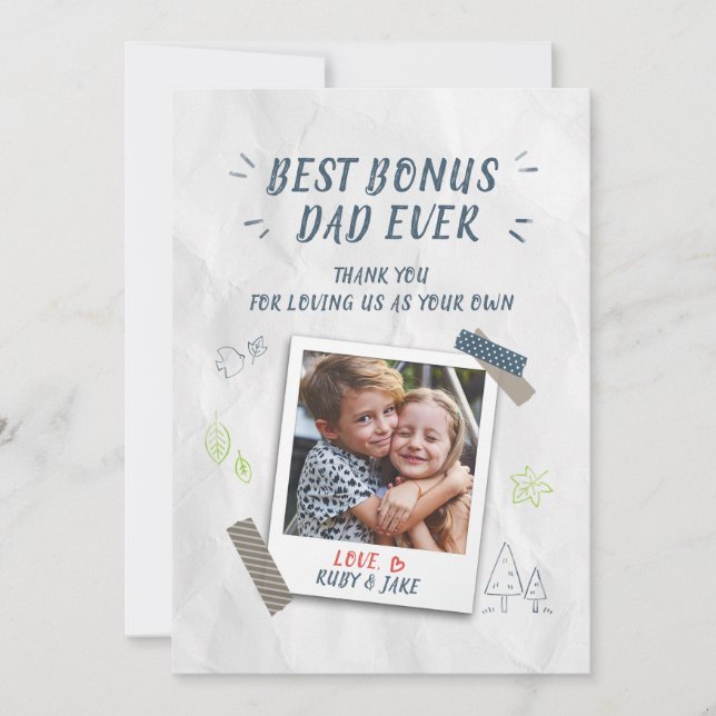 Best Bonus Dad Fathers Day Photo Holiday Card (Front)