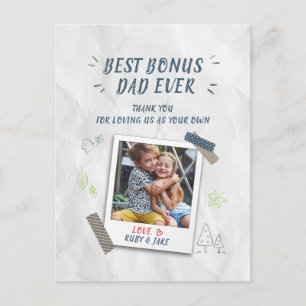 Best Bonus Dad Fathers Day Stepdad Custom Photo Postcard