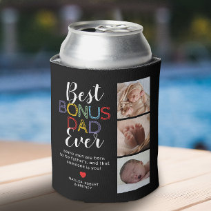 Best Bonus Dad Stepfather 6 Photo Can Cooler