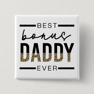 Best Bonus Daddy Ever Leopard Typography 15 Cm Square Badge