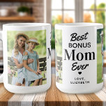 Best BONUS MOM Ever Custom 2 Photo Step Mum Coffee Mug<br><div class="desc">Introducing our heartfelt Mother's Day coffee mug, designed especially for bonus moms, step moms, and step mothers who hold a special place in our hearts. This modern and stylish mug features the message: "Best Bonus Mum Ever" It is a sweet and heartfelt way to express gratitude and love to those...</div>