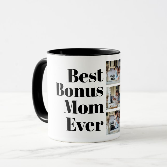 Best Bonus Mum Ever Stepmom gift 3 Photo Collage Mug (Front Left)