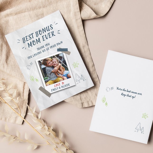 Best Bonus Mum Mothers Day Stepmom Custom Photo Holiday Card (Creator Uploaded)