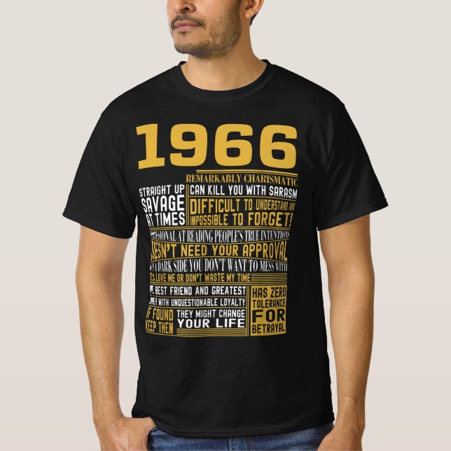 Best Born in 1966 Facts for Mens, Womens, Bday Gif T-Shirt (Front)