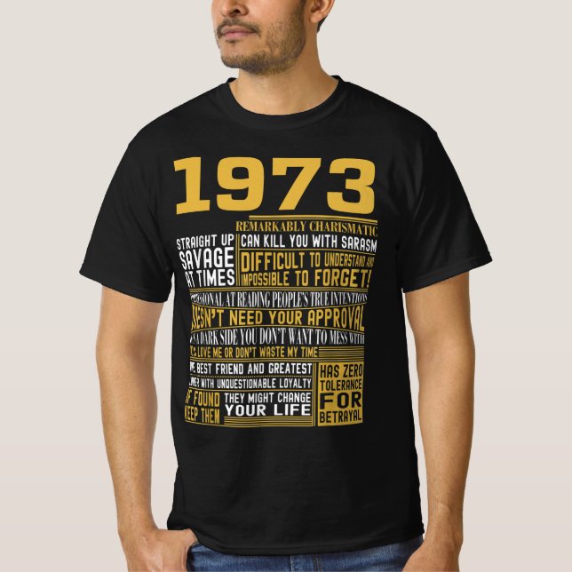 Best Born in 1973 Facts for Mens, Womens, Bday Gif T-Shirt (Front)