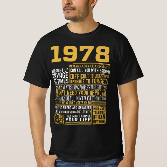 Best Born in 1978 Facts for Mens, Womens, Bday Gif T-Shirt (Front)