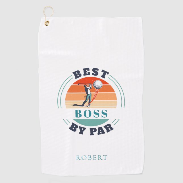 Best Boss By Par Custom Coworker Retro Golf Towel (Front)