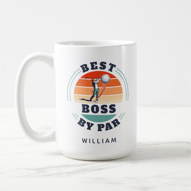 Best Boss By Par Custom Retro Golf Lover Employer Coffee Mug (Left)