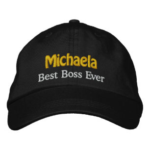 Best Boss Custom Name BROWN WHITE GOLD Thread Embroidered Hat