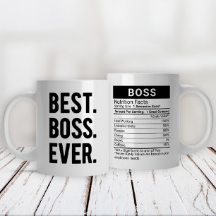 Best Boss Ever Black + Nutrition Facts, Large Coffee Mug