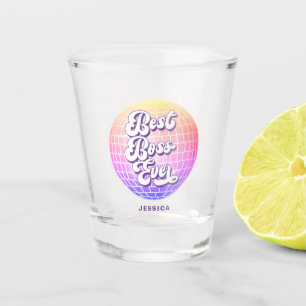 Best Boss Ever Colorful Disco Ball Custom Name Shot Glass