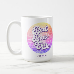 Best Boss Ever   Colourful Disco Ball   Custom Nam Coffee Mug