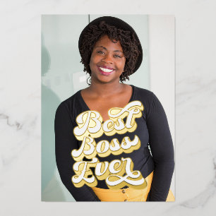 Best Boss Ever Custom Gold Photo Flat Cards
