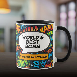 Best Boss Ever Fun Retro Comic Book Pop Art Mug