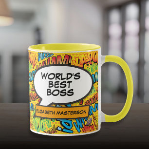 Best Boss Ever Fun Retro Pop Art Comic Book Mug