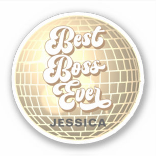 Best Boss Ever   Gold Disco Ball Retro   Custom 