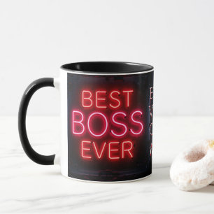 Best Boss Ever Neon Lights and Quote Mug