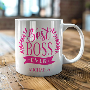 Best Boss Ever Personalised Wreath Coffee Mug