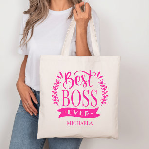 Best Boss Ever Personalised Wreath Tote Bag