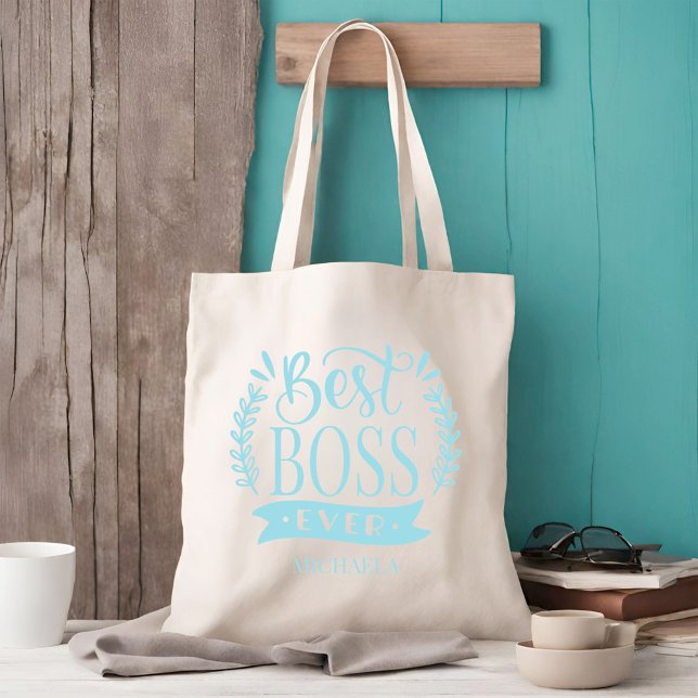 Best Boss Ever Personalised Wreath Tote Bag (Creator Uploaded)