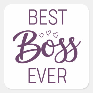 Best Boss Ever Puple Calligraphy Square Sticker