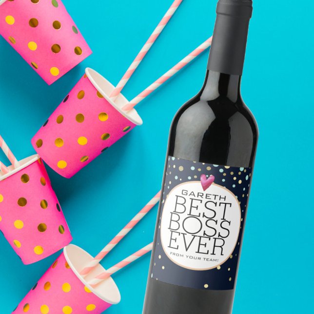 Best boss ever retirement WINE LABEL (Creator Uploaded)