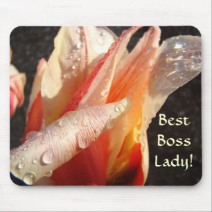 BEST BOSS LADY! ORANGE TULIP FLOWER Mousepad
