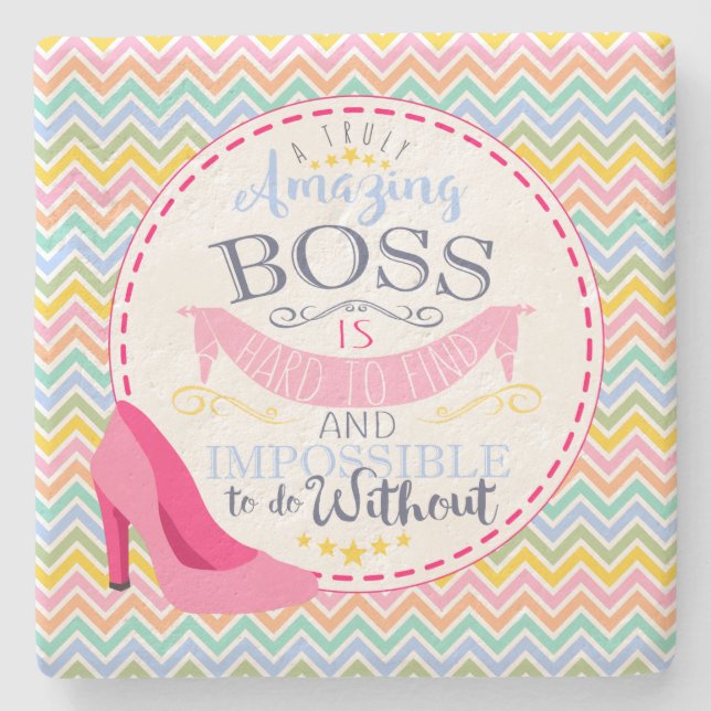 Best boss office drink coaster, Christmas gift Stone Coaster (Front)