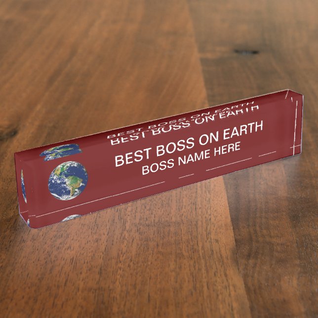 Best Boss On Earth With Planet Earth Nameplate (Side)