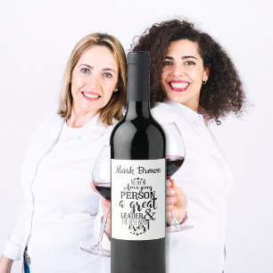 Best Boss quote custom name Appreciation fun Wine Label
