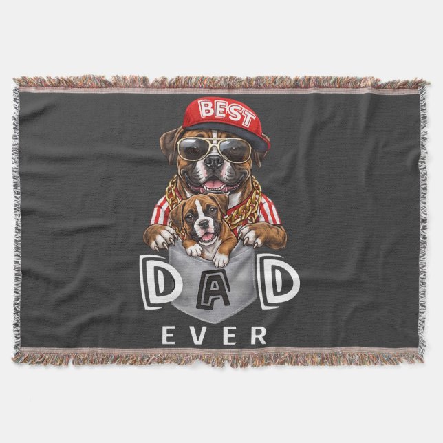 Best Boxer Dad Ever Throw Blanket (Front)