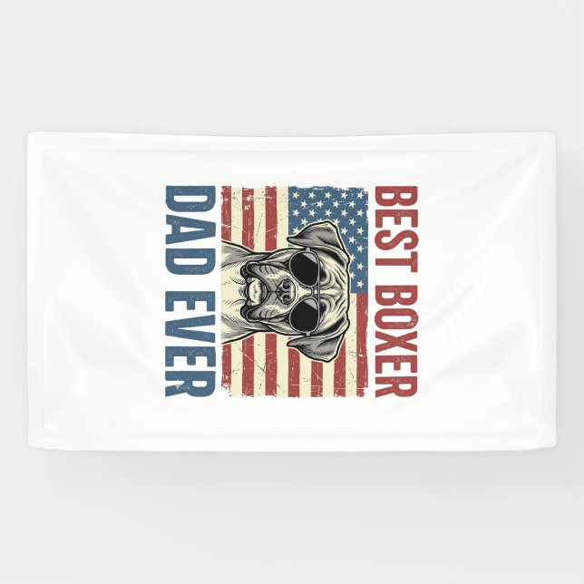 Best Boxer Dad Ever Vintage Dog Banner (Horizontal)